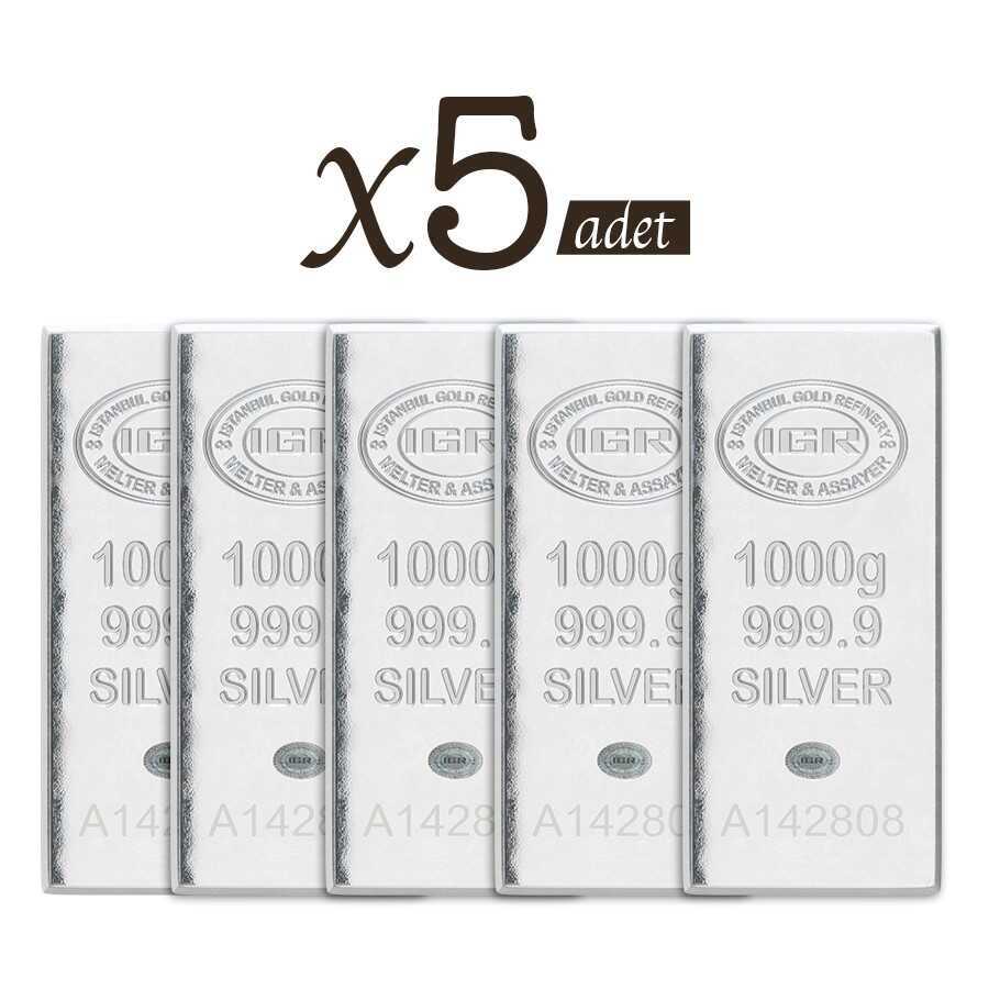 5 ADET 1000 GRAM İAR KÜLÇE GÜMÜŞ 999.9